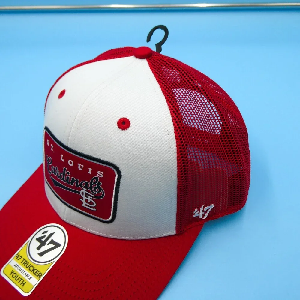 '47 Brand St Louis Cardinals Youth‎ Hat Boys White Red Snapback Trucker Mesh New